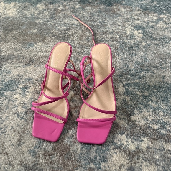 Women's Pink Strappy Heels - Picture 2 of 8